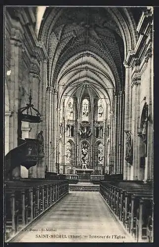 AK Saint-Michel /Aisne, Intérieur de l`Eglise