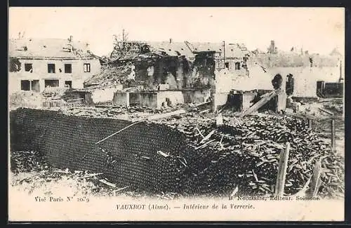 AK Vauxrot /Aisne, Intérieur de la Verrerie