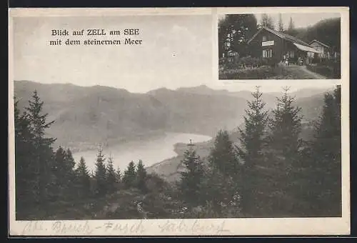 AK Zell /See, Blick gegen steinerne Meer und Gasthaus