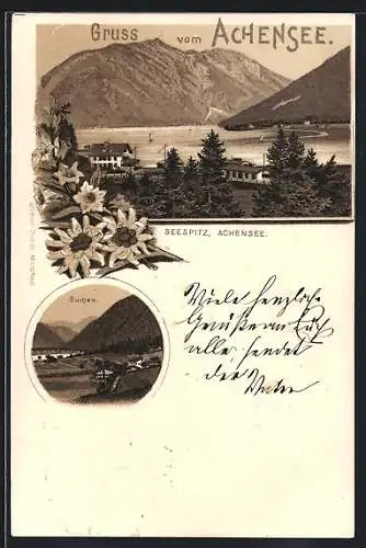 Lithographie Maurach am Achensee, Seepsitz, Buchau