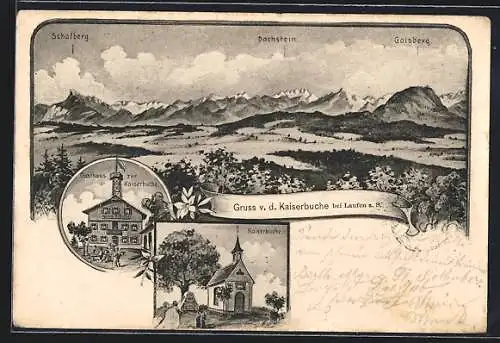 AK Nussdorf am Haunsberg, Haunsberg, Gasthaus zur Kaiserbuche, Kaiserbuche mit Kapelle