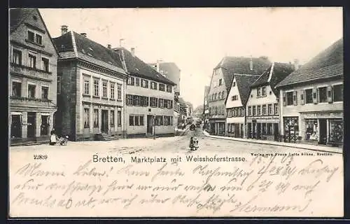 AK Bretten, Marktplatz & Weisshoferstrasse