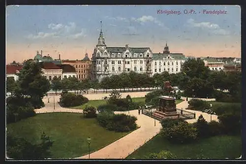 AK Königsberg, Denkmal auf dem Paradeplatz