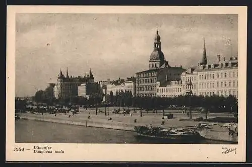 AK Riga, Ortsansicht mit Donauufer