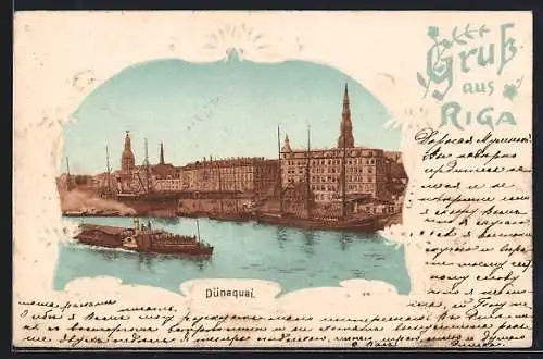 Lithographie Riga, Dünaquai