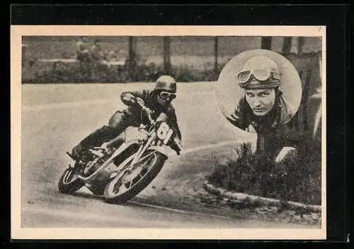 AK Kurt Mansfeld beim Motorradrennen, Porträt