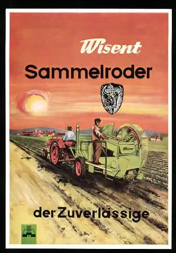 AK Warendorf, Reklame für Hagedorn-Landmaschinen, Serie von 6 AK, Schubrechwender, Wisent-Kartoffelsammelroder