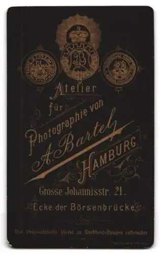 Fotografie A. Bartel, Hamburg, Grosse Johannisstr. 21, Porträt einer Dame mit Kreuzanhänger