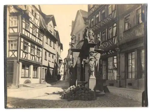 4 Fotografien unbekannter Fotograf, Ansicht Wertheim, Marktplatz, Rathausgasse, Kirche innenansicht