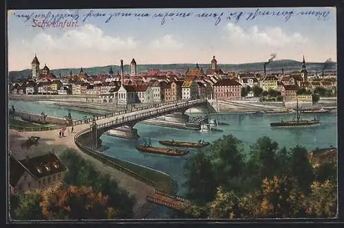 AK Schweinfurt, Ortsansicht mit Brücke