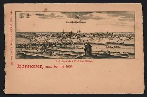 AK Hannover, Ansicht nach altem Stich von Merian anno 1654