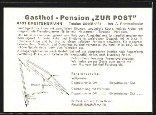 AK Breitenbrunn / Opf., Gasthof-Pension zur Post