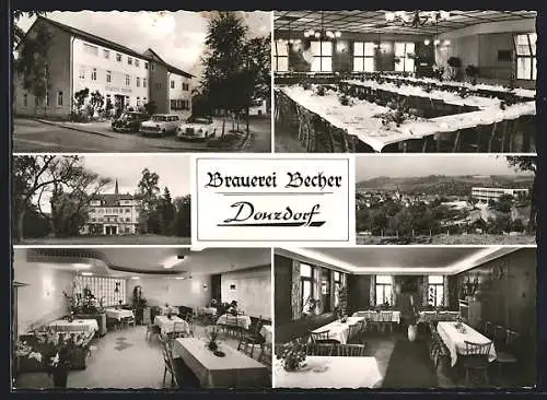 AK Donzdorf, Gasthaus Brauerei Becher, Ortsansicht