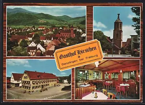 AK Denzlingen bei Freiburg, Gasthof Hirschen, Ortsansicht