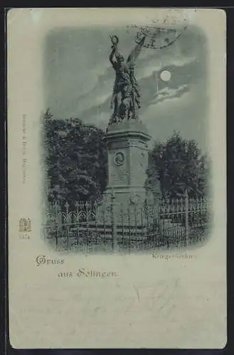 Mondschein-AK Solingen, Kriegerdenkmal