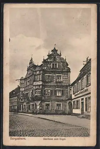 AK Bergzabern, Gasthaus zum Engel mit Strassenpartie