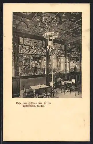 AK Berlin-Tiergarten, Cafe zum Hofbräu, Potsdamerstr. 127-128, Innenansicht