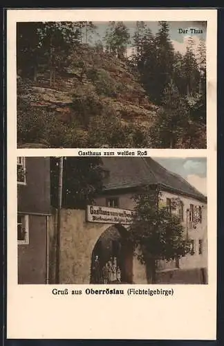 AK Oberröslau /Fichtelgebirge, Gasthaus zum weissen Ross, Der Thus