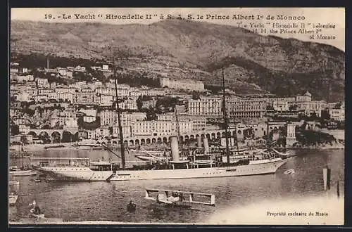 AK Monte-Carlo, Le Yacht Hirondelle II a le Prince Albert Ier de Monaco