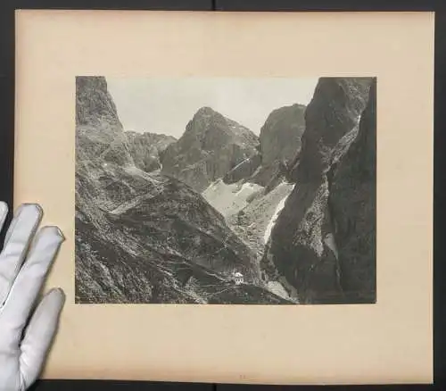 Fotografie Würthle & Sohn, Salzburg, Ansicht Fiè allo Sciliar, Schlernhäuser m. Rosengarten, Grasleiten Hütte