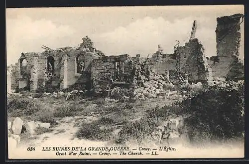 AK Crouy, Les Ruines de la Grande Guerre, L`Église