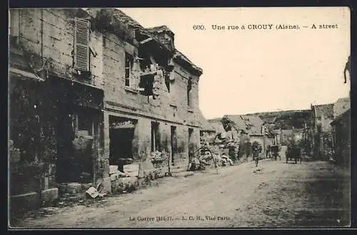 AK Crouy /Aisne, Une rue, Strassenpartie