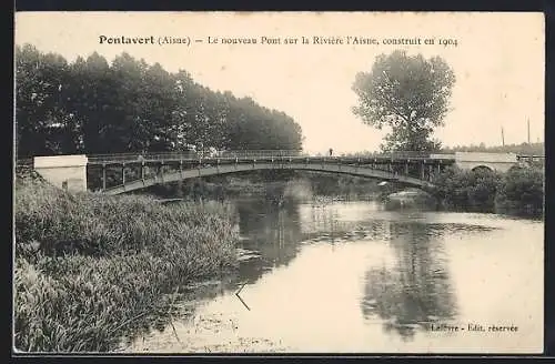 AK Pontavert /Aisne, Le nouveau Pont sur la Rivière l`Aisne construit en 1904