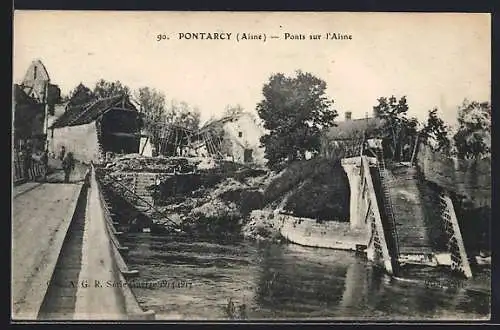 AK Pontarcy /Aisne, Ponts sur l`Aisne