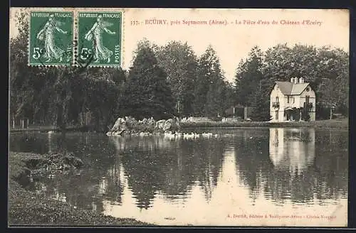 AK Ecuiry /Aisne, La Pièce d`eau du Château d`Ecuiry