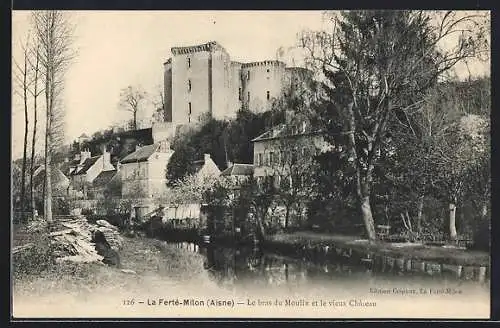 AK La Ferte-Milon /Aisne, Le bras du Moulin et le vieux Chateau