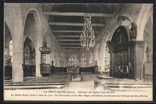 AK La Ferte-Milon /Aisne, Interieur de l`Eglise Saint-Nicolas