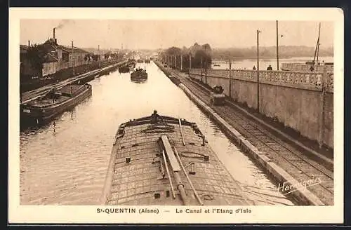 AK St-Quentin /Aisne, Le Canal et l`Etang d`Isle