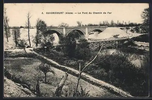 AK Guignicourt /Aisne, Le Pont du Chemin de Fer