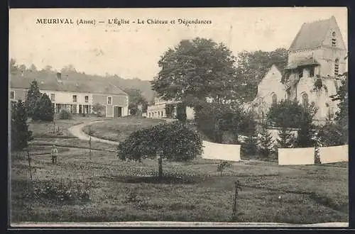 AK Meurival /Aisne, L`Église, Le Château et Dépendances