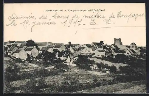 AK Droizy /Aisne, Vue panoramique, côté Sud-Ouest