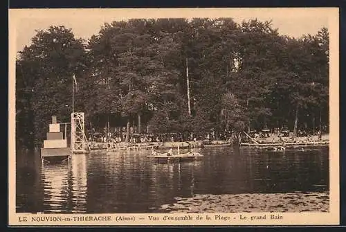 AK Nouvion-en-Thiérache, Vue d`ensemble de la Plage, le grand Bain