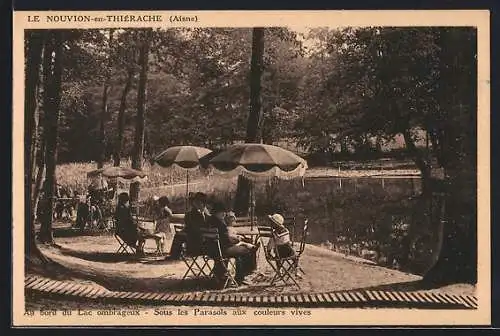 AK Nouvion-en-Thiérache, Au bord du Lac ombrageux