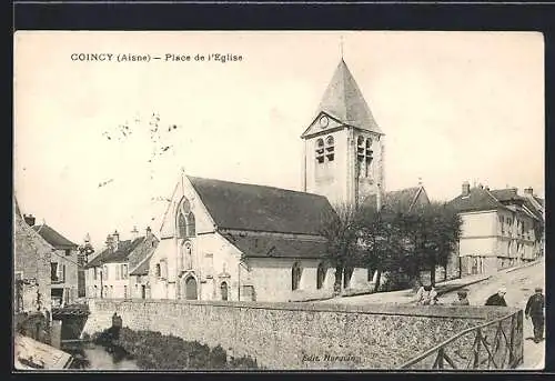 AK Coincy /Aisne, Place de l`Eglise