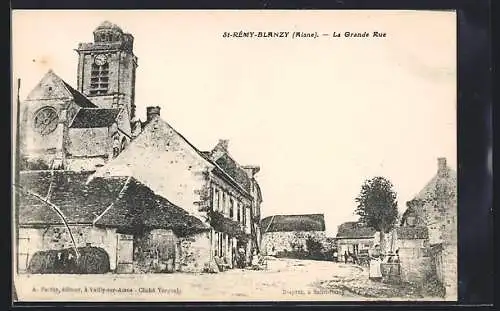 AK St-Rémy-Blanzy /Aisne, La Grande Rue, Strassenpartie