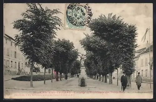 AK Chateau-Thierry, Fontaine et Promenade des Petits-Près