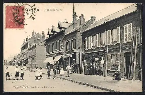 AK Tergnier, Rue de la Gare, Strassenpartie