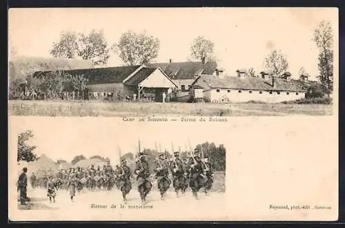 AK Camp de Sissonne, Ferme du Buisson, Retour de la manoeuvre