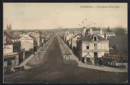 AK Soissons, L`Avenue de la Gare et Hotel Cafe-Restaurant