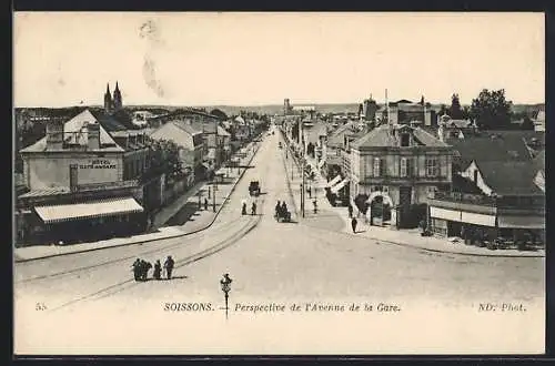 AK Soissons, Perspective de l`Avenue de la Gare