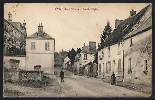 AK Saint-Erme /Aisne, Rue de l`Eglise, Strassenpartie