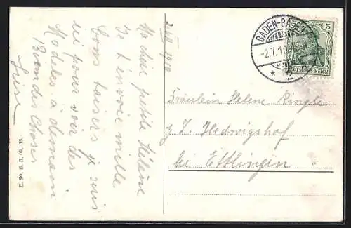 AK Baden-Baden, Blick vom Neuen Schloss auf den Annaberg