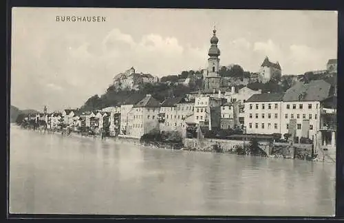 AK Burghausen / Ach, Teilansicht mit Flusspartie