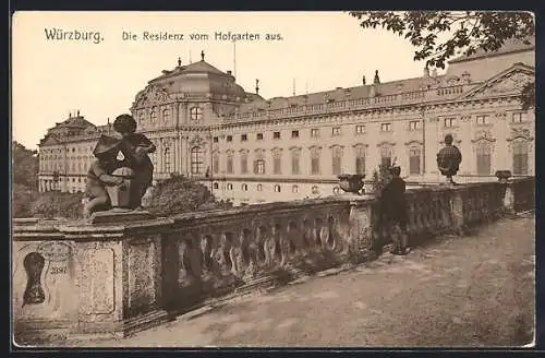 AK Würzburg, Die Residenz vom Hofgarten aus