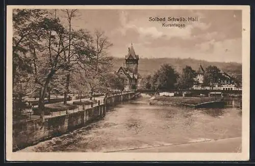 AK Schwäb. Hall, Kuranlagen mit Flusspartie