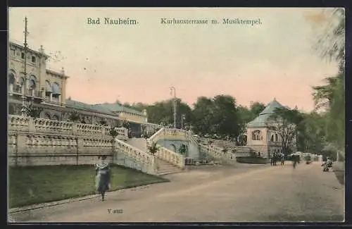 AK Bad Nauheim, Kurhausterrasse mit Musiktempel